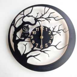 Wall Clock Owl, Non-Ticking Large 12-18Inch, Birds, Animals, Art Decor, Gift - thumbnail 3