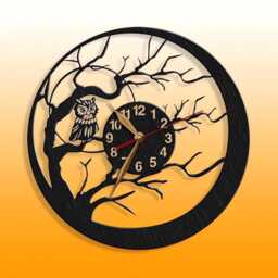 Wall Clock Owl, Non-Ticking Large 12-18Inch, Birds, Animals, Art Decor, Gift - thumbnail 1