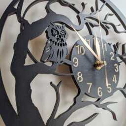 Wall Clock Owl, Non-Ticking Large 12-18Inch, Birds, Animals, Art Decor, Gift - thumbnail 4