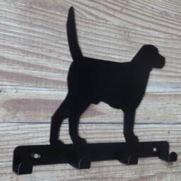 Labrador - Tail Up Silhouette Key Hook Rack - Metal Wall Art - thumbnail 2