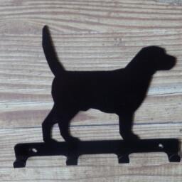 Labrador - Tail Up Silhouette Key Hook Rack - Metal Wall Art - thumbnail 3