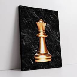 Queen Chess Piece Bronze Board Game Fun Unique Marble Style, Framed Canvas Wall Art Poster Print, Home Office & Room Decor, Gift Idea - thumbnail 3