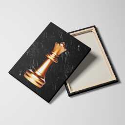Queen Chess Piece Bronze Board Game Fun Unique Marble Style, Framed Canvas Wall Art Poster Print, Home Office & Room Decor, Gift Idea - thumbnail 2