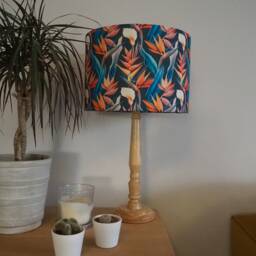 Exotic Flowers Lampshade Orange Green Tropical Flora Leaves Handmade Fabric Drum Lamp Table Floor Or Ceiling Pendant Shade Various Sizes - thumbnail 3