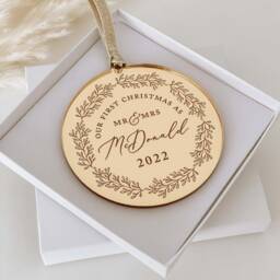 First Christmas As Mr & Mrs, & Mr, Mrs Rose Gold, Silver Christmas Tree Decoration Ornament, Secret Santa Gift Idea - thumbnail 3