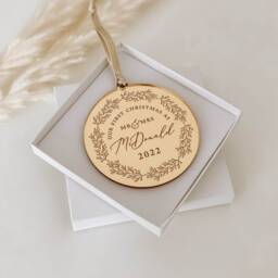 First Christmas As Mr & Mrs, & Mr, Mrs Rose Gold, Silver Christmas Tree Decoration Ornament, Secret Santa Gift Idea - thumbnail 2