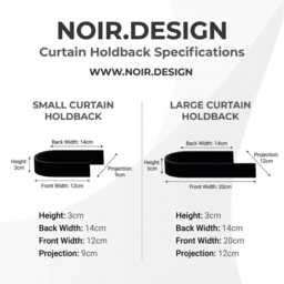 Black Curtain Holdbacks - Hooks Wooden Tie Backs Contemporary Wall Mounted Chrome Fittings - thumbnail 2