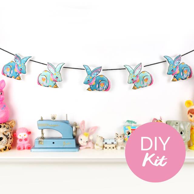 Circus Bunnyting Bunting Diy Kit - Plush Kit Bunnies Rabbits Home Decor Bunny Decoration Nursery - image 1
