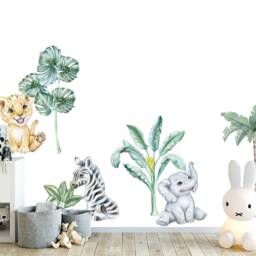 Nursery Wall Decals Safari Animals - Removable Watercolor Stickers - thumbnail 2