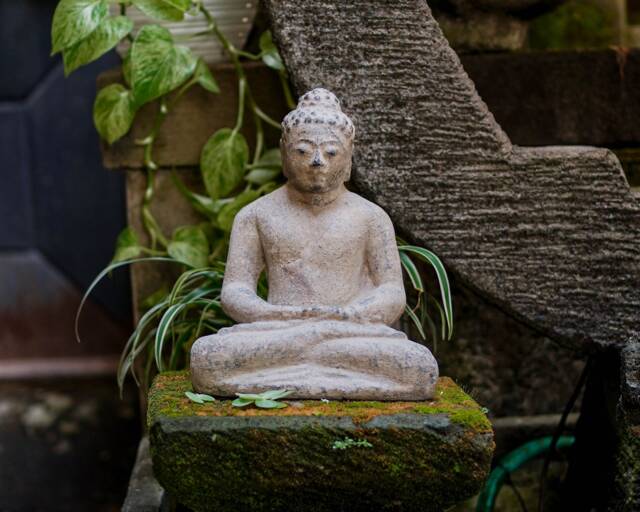Meditating Buddha 9 Inch/22 cm, Mini Buddha, Statue, Concrete Figurine, Garden Decor, Outdoor Housewarming - image 1