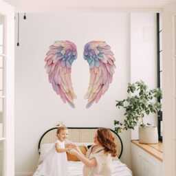Multicoloured Angel Wings Wall Stickers - Large Vinyl Art For Home, Bedroom, Living Room, Or Retail Spaces