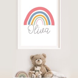 Girls Personalised Nursery Print, Rainbow Prints, Wall Art, Bedroom Playroom Art - thumbnail 2