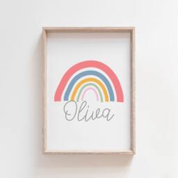 Girls Personalised Nursery Print, Rainbow Prints, Wall Art, Bedroom Playroom Art - thumbnail 1