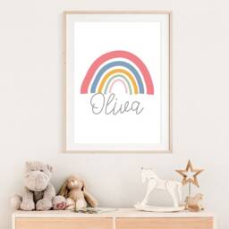 Girls Personalised Nursery Print, Rainbow Prints, Wall Art, Bedroom Playroom Art - thumbnail 3