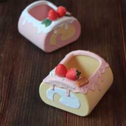 Handmade Ceramic Cake Roll Planter Dessert Lover Gift - thumbnail 2