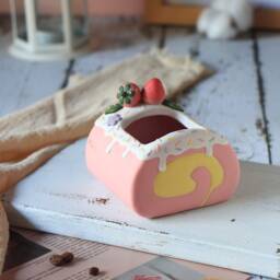 Handmade Ceramic Cake Roll Planter Dessert Lover Gift - thumbnail 3