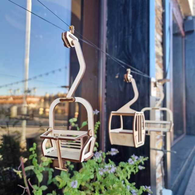 Laser Cut Wood Ski Lift Decor Set, Alpine Cabin Wall Art - image 1