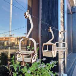 Laser Cut Wood Ski Lift Decor Set, Alpine Cabin Wall Art - thumbnail 1