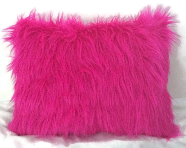 Pink Pillow, Faux Fur Throw Pillow Sham, Home Decor, Girls Pink - image 1