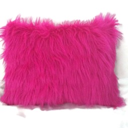 Pink Pillow, Faux Fur Throw Pillow Sham, Home Decor, Girls Pink - thumbnail 2
