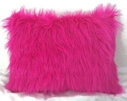Pink Pillow, Faux Fur Throw Pillow Sham, Home Decor, Girls Pink - thumbnail 1