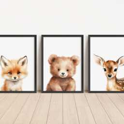 Woodland Animal Wall Art - Set Of 6, Baby Nursery Prints, Printed Or Framed - thumbnail 2