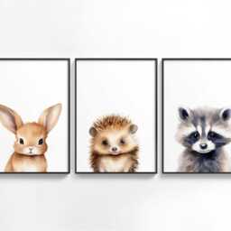 Woodland Animal Wall Art - Set Of 6, Baby Nursery Prints, Printed Or Framed - thumbnail 3