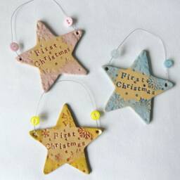 First Christmas Star Ornament. Made in Wales, UK. Free UK Postage - thumbnail 2
