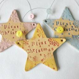 First Christmas Star Ornament. Made in Wales, UK. Free UK Postage - thumbnail 1