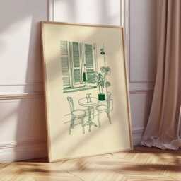 Minimalist Cafe Wall Art Print, Paris Bistro Line Drawing Poster, Modern Kitchen Decor, Coffee Shop Illustration Artwork - thumbnail 2
