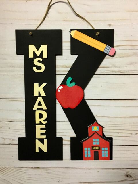 Personalized Teacher Door Hanger - Wooden Wall Decor For Classroom Gift Decoration School - image 1