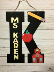 Personalized Teacher Door Hanger - Wooden Wall Decor For Classroom Gift Decoration School - thumbnail 1