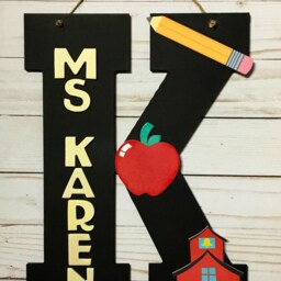 Personalized Teacher Door Hanger - Wooden Wall Decor For Classroom Gift Decoration School - thumbnail 2