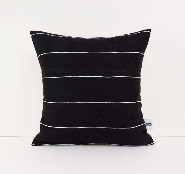Black & White Linen Cushion Cover, Pillow Cover With Pin Stripes, Scandinavian Throw Case, Oversized - image 1
