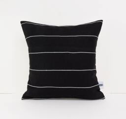 Black & White Linen Cushion Cover, Pillow Cover With Pin Stripes, Scandinavian Throw Case, Oversized - thumbnail 1