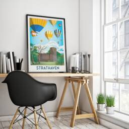 strathaven Balloon Festival Print - Scottish Wall Art Vintage Looking Retro Travel Poster, Hot Air Fiesta , South Lanarkshire - thumbnail 3