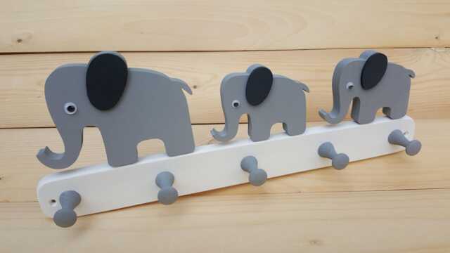 Children's Wardrobe Wooden Elephant Wall Hook Children's Room Rail Coat - image 1