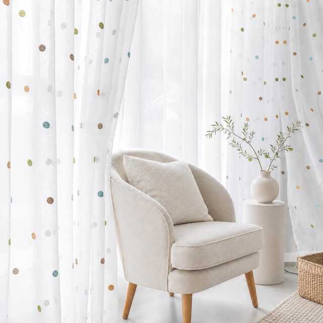 Colourful Circle Dots Custom Curtain Made To Measure Tulle Voile Sheer - image 1