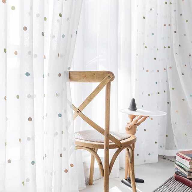 Colourful Circle Dots Custom Curtain Made To Measure Tulle Voile Sheer - image 1
