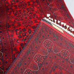 Red 3x20 Ft Long Runner Rug, Afghan Hand Knotted Veg Dyes Wool Tribal Bukhara Oriental Stairs Runner, Hallway Rug - thumbnail 4