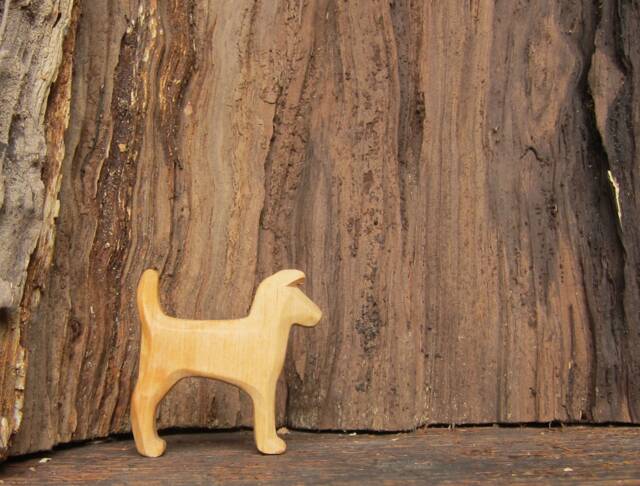 Hand-Carved Alder Wood Terrier Dog Figurine - image 1