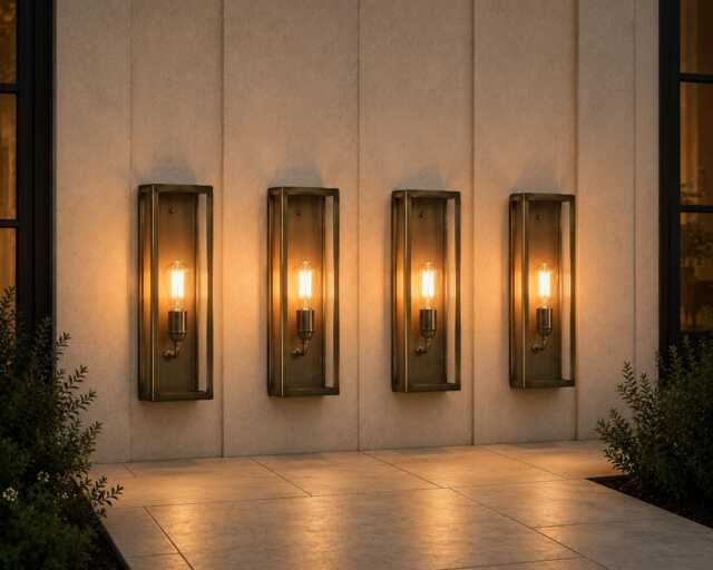 30 Inches Dark Bronze Brass Outdoor Wall Lantern - Waterproof Fiber Glass Exterior Light Modern Rectangular Sconce Custom Size - image 1