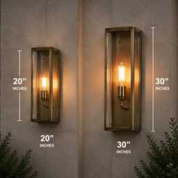 30 Inches Dark Bronze Brass Outdoor Wall Lantern - Waterproof Fiber Glass Exterior Light Modern Rectangular Sconce Custom Size - thumbnail 4