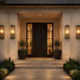 30 Inches Dark Bronze Brass Outdoor Wall Lantern - Waterproof Fiber Glass Exterior Light Modern Rectangular Sconce Custom Size - thumbnail 2