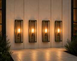 30 Inches Dark Bronze Brass Outdoor Wall Lantern - Waterproof Fiber Glass Exterior Light Modern Rectangular Sconce Custom Size - thumbnail 1