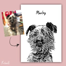 Personalised Dog Portrait, Custom Portrait, Print, Portraits, Pet Personalised Pets - thumbnail 2