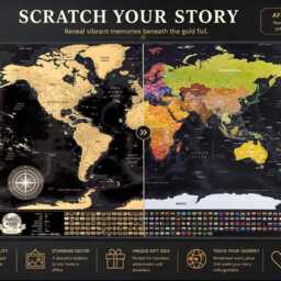 Scratch Off World Map - Travel Tracker Poster Gift For Travelers Wall Art Bucket List Adventure - thumbnail 3