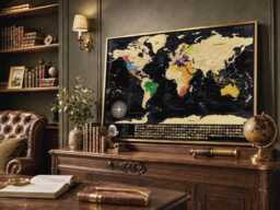 Scratch Off World Map - Travel Tracker Poster Gift For Travelers Wall Art Bucket List Adventure - thumbnail 1