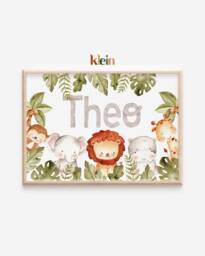 Personalised Safari Animals Nursery Print, Baby Boy Room Decor - thumbnail 1