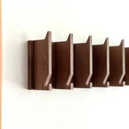 Walnut Wood Entryway Organizer Modern Mail & Key Holder With Coat Hooks - thumbnail 2